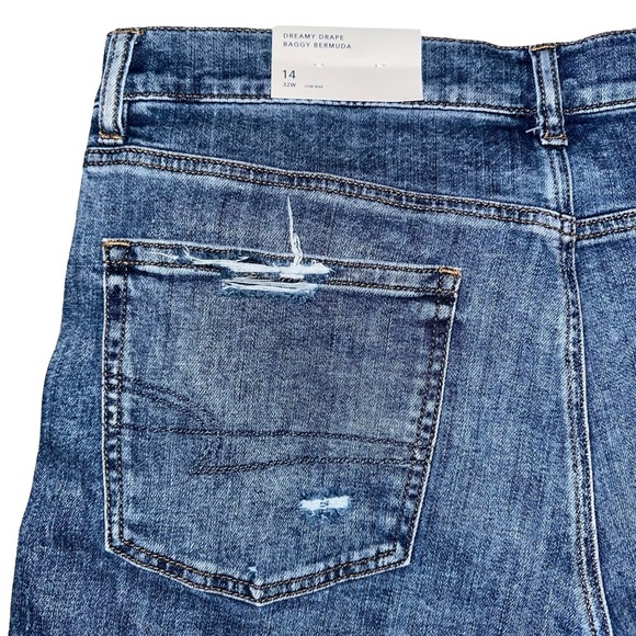 AE Dreamy Drape Baggy Bermuda Distressed Shorts Size 14/32W NWT - Picture 10 of 11